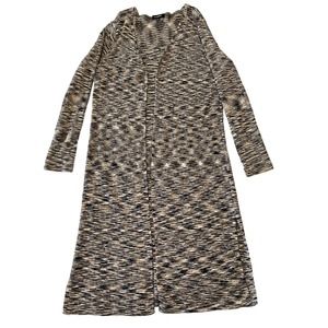 525 America Women's Black‎ & Cream Spacedye Duster Cardigan. Size M